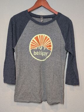 Be Hippy Women's Grey & Navy Long-Sleeve Raglan Tee